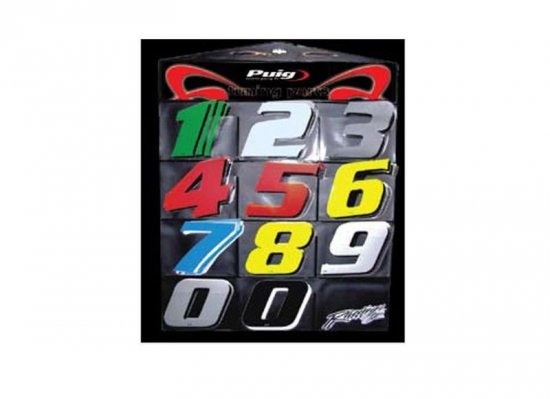 Sticker PUIG 4040P RACING (0-9) argintiu 115mm (10 units)